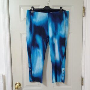 Nygaard Luxe Slims Capri Pants XL Blue Tie-Dye Print With Button Accents Womens